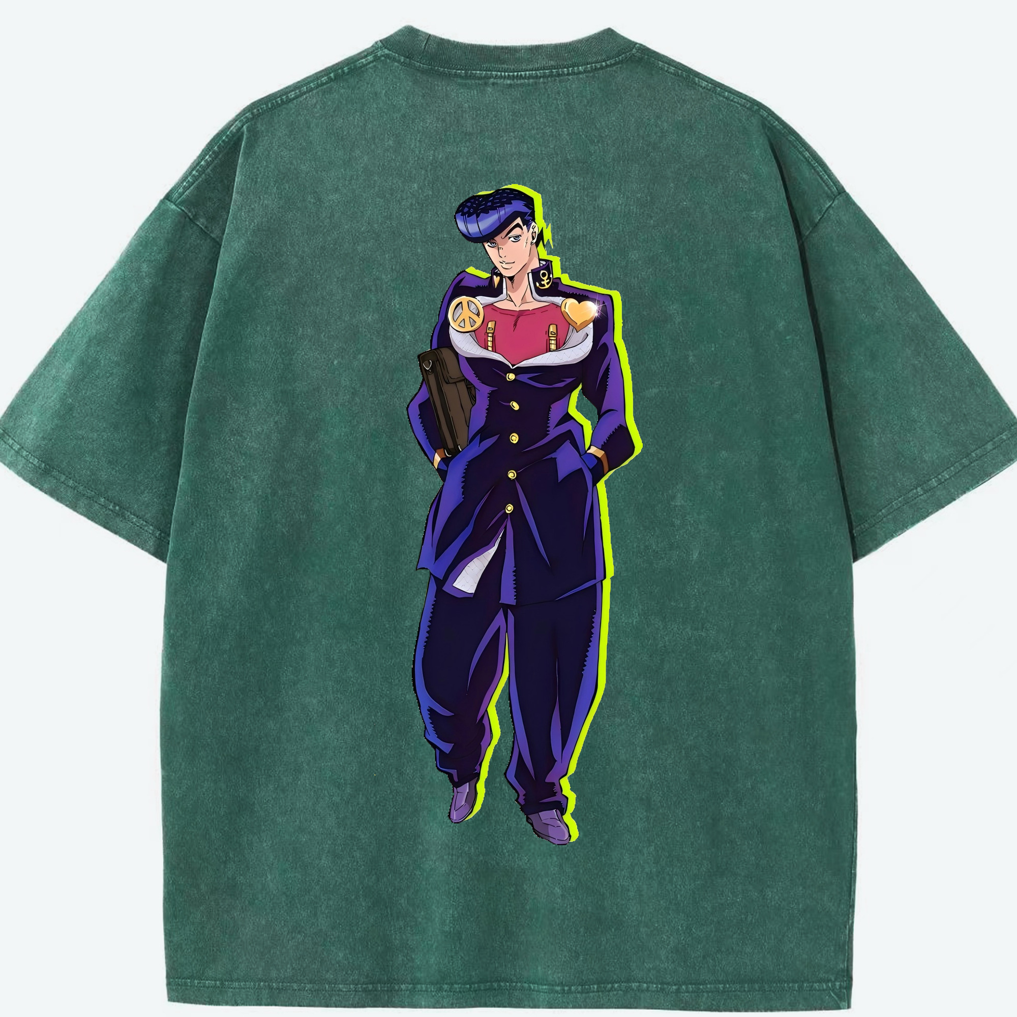 （画像用） ジョジョの奇妙な冒険 ひがしかた じょうすけ JoJo's Bizarre Adventure Higashikata Josuke 綿100% ヴィンテージ風 半袖Tシャツ（背面プリント）